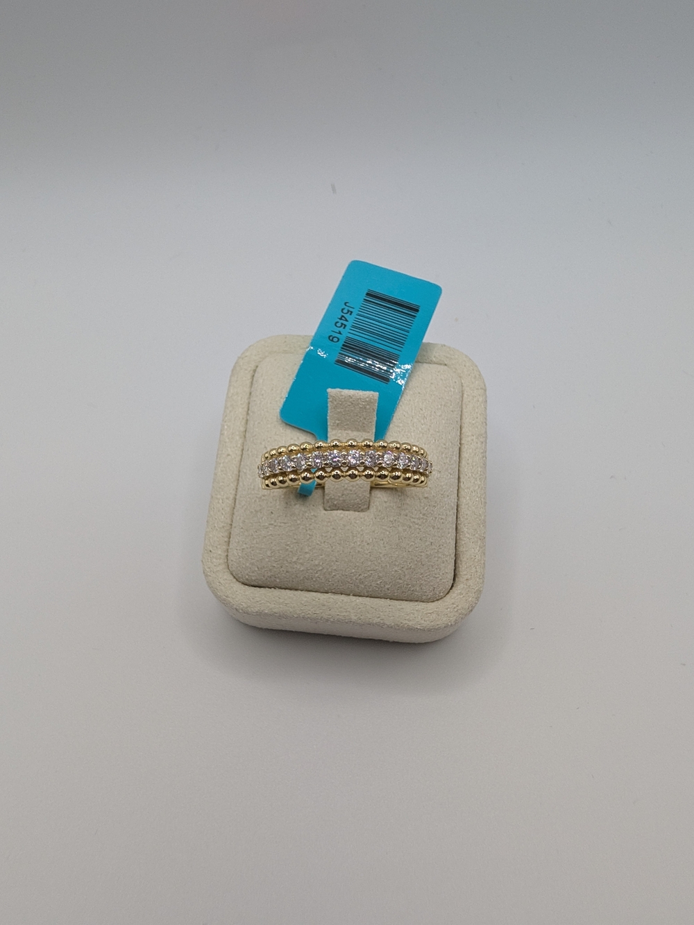 NWT S925 Gold Moissanite Beaded Band Ring 0.52 CTW D VVS Size 9
